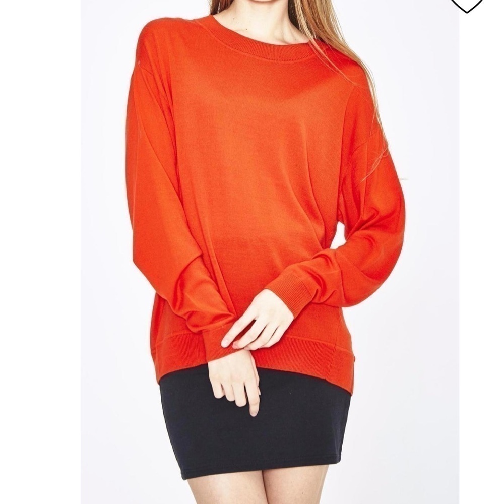 H&M Wool blended oversized knit burst orange long sleeves sweater womens size L
